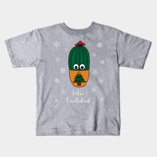 Feliz Cactidad - Cactus In Christmas Tree Pot Kids T-Shirt